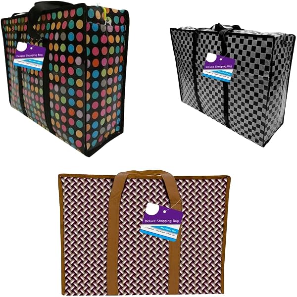 Borsa Grande In Cotone Con Cerniera – 50x40x12 Cm, Riutilizzabile, Manici Lunghi, Per Spesa, Fai Da Te, Regali - 3
