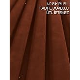 Demor Home 1/2 Pile Kiremit Rengi Kadife Dokulu Fon Perde|&Uuml;t&uuml; İstemez|Binlerce Evin Tercihi