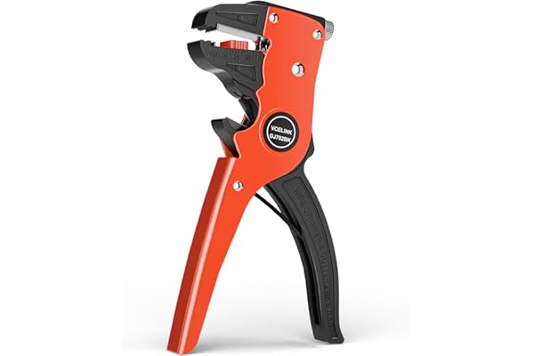 VCELINK Pince à Dénuder Automatique, Pince Coupante a Denuder Electricien 2 en 1 pour Dénuder et Couper le Fil Electrique, Ajustement de la Longueur des Cables Dénudés, Noir