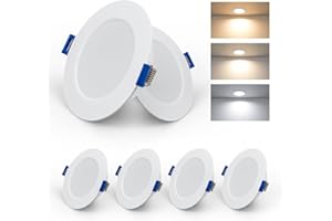Ketom Spot LED Encastrable Extra Plat 5W, Blanc Éclairage Encastré IP44, Plafonnier Encastré 3000K 4000K 6000K Spot Etanche Salle de Bain, Lot de 6