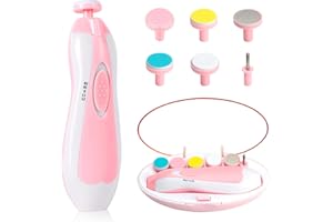 QUNLIONS LIFE Elektrischer Baby-Nagelschneider, Baby-Nagelknipser, 6-in-1 Baby-Nagelfeile, Nagelfeile, Baby-Pflege-Set, Maniküre-Set für Kleinkinder oder Erwachsene (Rosa)