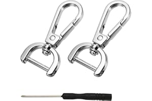 YELARXI Swivel Clasps Hook, 5/8 Inch ID Detachable Snap Hook W/Screw Bar D Ring Claw Clasp with Screwdriver Fit for Lanyard Bag Leather Craft Purse Hardware DIY Bag (2 Pack, Silver White)