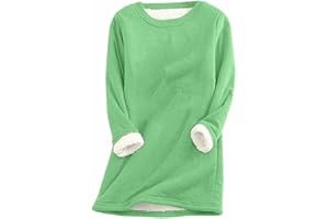 Keepink Jumpers for Women UK Clearance Thick Fleece Lined Jumper Solid Casual Round Neck Long Sleeve Pullover Tops Long Sweater Loungewear Fall Winter Warm Sweatshirt Plus Size 8-22