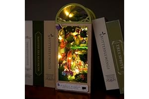 ZenWoh 3D Book Nook DIY- Maison Miniature de Poupée en Bois avec Meubles et Lumière LED Serre-Livres d'art Maquette Book Nook Gothique/Bibliothèque/Sakura Construction Créative pour Enfant Adulte (F)