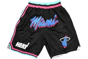 Kdtoll Pantalones Cortos Miami Heat Hombre - Pantalon NBA de Baloncesto para Verano y Deportes al Aire Libre - Shorts de Entrenamiento de Secado Rápido con Bolsillos