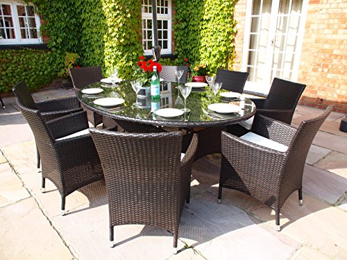 Baby Royal Oval Grey Rattan All Weather Garden or Conservatory 6 Carver