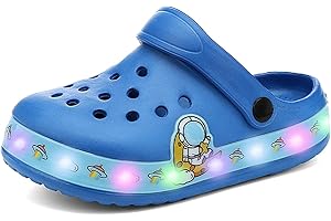 XINGHUANHUA Kid's LED Clogs Boys and Girls Garden Shoes Beach Water Shoes Cute Cartoon Slides Sandals Lightweight Sandals Non-Slip