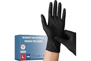 STONE&STONE S&S-Medical Guanti in Nitrile Neri Senza Polvere monouso Resistenti Ipoallergenici Senza Lattice Dispositivo Medico | Uso Professionale Alimentare Medic Alimentare Tatuatori Chef | S M L XL (200, L)