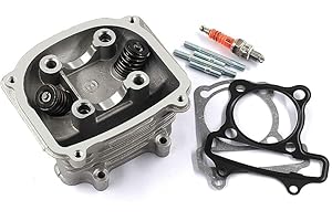 Trkimal GY6 150cc Cylinder Head Assembly Valves(57.4mm) for 157QMJ Engine Scooter Moped ATV Go Kart Quad (Non EGR Type) Together with Gaskets, Spark Plug and 4 Studs