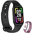 IOWODO Smart Watch, Fitness Tracker with Heart Rate/Blood Oxygen/Sleep Monitor/Message Reminder, 5ATM Waterproof Step Counter Watch with 24 Sport Modes Activity Tracker for iOS Android - Black