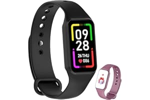 IOWODO Smart Watch, Fitness Tracker with Heart Rate/Blood Oxygen/Sleep Monitor/Message Reminder, 5ATM Waterproof Step Counter Watch with 24 Sport Modes Activity Tracker for iOS Android - Black