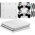 Khushi Decor White Carbon Pro Skin Sticker Cover for Ps4 Pro Console and 2 Controllers + 4 LED