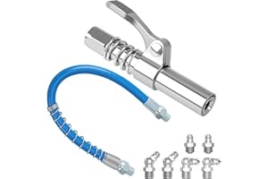 EDDRFY Boquilla para pistola de engrase con una sola mano, manguera de 30 cm, 6 x M10, ángulo de 90° y acoplamiento de 11 mm, accesorio de prensa de engrase de alta presión, compatible con prensas de engrase