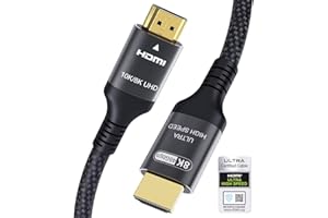 ADAUXTER Certyfikowany 10K 8K Kabel HDMI 2.1 0.5M, 48Gbps Ultra Wysoka Prędkość Kabel HDMI Ethernet CEC 4K 240Hz 144Hz 120Hz 10K 8K 60Hz ARC eARC HDCP2.3 HDR10+ PC Laptop TV Monitor Projektor PS5 X-Box