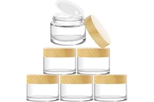 TYFYH 6 Stück Glastiegel 30ml Glas Cremedose, Leer Leerdose, Salbentiegel, klarer Tiegel, Cremedosen zum Befüllen, Kleine Dosen, Creme Behälter für Kosmetika,Lotion, Cremes