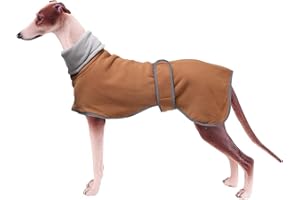 Geyecete - Abrigo con Forro Polar para Perro, con Bandas Ajustables, para Invierno Clima frío,Jersey con Agujero del arnés, para medianos y Grandes Perros Galgo-Marrón-XXL
