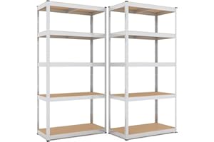 baudim - 2er-Set 180x60x40cm Schwerlastregal/Steckregal verzinkt mit 5 Böden je 175kg Tragkraft, Metallregal, Garagenregal oder Lagerregal, Kellerregal, Werkstattregal