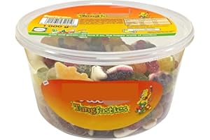 TIGHUP Tangfastics Tub 1kg - A Mix of Sweet and Sour Foam Gums - A Fun and Tangy Taste Sensation - No Artificial Flavours