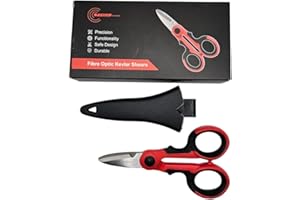 FIBAsource Optic Fiber Cable Cutter Scissors for Fiber Optic Kevlar Shears Stainless Steel Electrical Shears Precision Scissor with Wire Optical Fiber Cut with Protection Sleave
