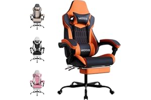 WOTSTA Gaming Chair, Ergonomic Gaming Chair with Footrest and Lumbar Support, Computer Chairs, Height Adjustable Computer Racing Gamer Chairs for Gaming or Office, Black Orange