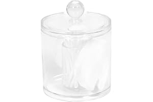Compactor Transparent Cotton Bud and Cotton Wool Pad Storage Container and Dispenser with Lid, Makeup Remover Cotton Pads Organiser and Cotton Wool Balls Holder for Bedroom and Bathroom Storage
