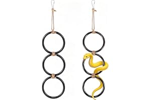 SBLKUY 2PCS Snake Climbing Rings, Corn Snake Enrichment Rings Hanging Ball Python Enrichment Accessories for Reptile Tank Cage Bearded Dragon Lizard(Black)