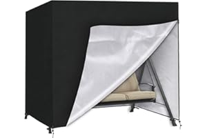 SanGlory Housse de Balancelle 3 Places Imperméable Oxford Bâche de Balancelle, 215x125x170cm Housse de Protection pour Balancelle de Jardin avec Fermeture Éclair, Anti-UV, Coupe-Vent