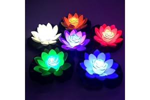 AVZYARDY Lumière Piscine Flottante,Lampe LED Flottante, Lumière de Piscine de LED,Lampe de nuit fleur de lotus artificielle à piles,Étanche Boule Lumineuse Piscine pour Piscine, Fontaine, Spa