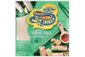 GENERIC Blue dragon Vietnamese Rice Spring Roll Wrappers. 15 to 17 8" sheets. Gluten Free. Vegan. For Gyoza's, Wonton's Dumpling Pastry, Spring Roll Pastry, Substitute for Duck Pancakes. 134g