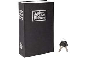 Book Safe with Key Lock - Parrency Dictionary Diversion Metal Hidden Safe Lock Box, 9 1/2" x 6" x 1 1/3", Black Medium, SBH-M010