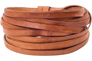 GORGECRAFT 5m*6mm*1mm Strisce di Pizzo Artigianale in Vera Pelle di Vacchetta Pieno Fiore Peruviana Cordoncino in Vera Pelle Filo Piatto Intrecciato per La Creazione di Gioielli Braccialetti