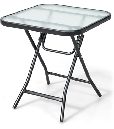 Bistrotafel Tuintafel Glazen Tafel Bijzettafel Balkontafe Terrastafel Voor Binnen En Buiten Zwart