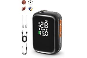 Pumteck AP1-M Electric Ball Pump: 15 Psi Portable Fast Inflation Rechargeable Sports Ball Air Inflator with LED Precise Pressure Gauge for Basketball Soccer Football Volleyball Rugby with 2 Needles