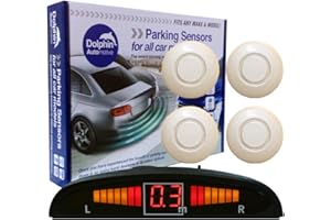 Dolphin Automotive DPS450 Reverse Parking Sensors In 32 Colours 4 Ultrasonic Radar Sensors Kit Audio & Display Alert System - Pearl White