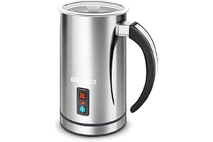 EZBASICS Mousseur à lait électrique en acier inoxydable 237 ml pour faire mousser et chauffer le lait