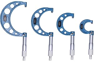 01 02 015 Micrometer Set, 4Pcs Outside Micrometer Flexible Application Metal High Accuracy for Measurement Of High‑accuracy Products