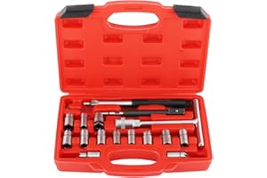 maXpeedingrods 17PC Universal Diesel Injector Seats Sealing Cutter Set Cleaner Carbon Remover Reamer Tool for Mercedes for BMW for MERC for CRD for PSA for Ford for Fiat