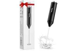 Bonsenkitchen Mousseur à Lait Electrique, Mousseur à Lait en Acier Inoxydable, Fonctionne à Piles, Melangeur Puissant pour Café, Latte, Cappuccino, Matcha