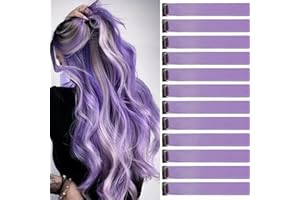 JOOCEEBABY 12 pezzi di extension per capelli con clip, 22 pollici di extension per capelli umani, extension per capelli lisci lunghi, clip in accessori per capelli per ragazze (Púrpura claro)