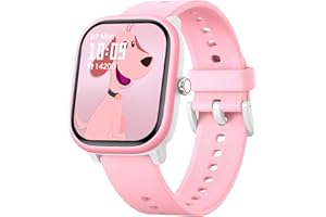 Fikami Montre Intelligente pour Enfants Filles garçons Pas d'APP Pas de téléphone nécessaire, 1,83" Fitness Tracker Sport Montre, fréquence Cardiaque,Compteur de Pas,16 jeuxpour Filles garçons 6-16