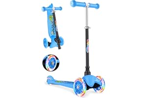BELEEV 3-Wheel Scooter for Kids Age 2-6, Scooter for Toddlers Girls Boys Children, Adjustable Height, Lean to Steer, Light Up Wheels, Extra-Wide Deck