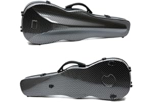 WUQIMUSC Violinenkoffer 4/4 Full Size Carbon Fiberglas Hartschale wasserdicht Violine Reisekoffer mit Rückengurten (schwarz)
