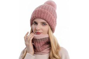 Adicloz Cappello e Sciarpa Donna Invernale, Cappello Donna Invernale Pon Pon, Foulard Caldo Pile, Set di Accessori Invernali in Lana Calda a Doppio Strato per Donna Regalo