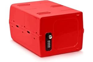 Urban August Double Combination & Key Lock Box - Hygienische abschließbare Box für Medizin, Lebensmittel & Elektronik - Schloss für Haus & Büro - Industriequalität Kunststoff (medizinisches Rot)