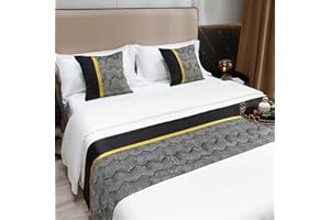 QRGMKL Leichter Luxus Hotelbettschal weicher Mode-Bettläufer für das Fußende des Bettes, kein verblassendes Schlafzimmer, Bettläufer und passende Kissen-Black||240X50cm for 1.8m Bed