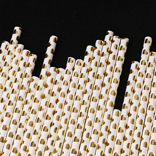 25stk. Papier Strohhalm Trinkhalme Trinkhalm Strohhalme Cocktail Barzubehör – Herz - 9