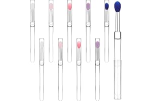 Piriuuo 10 Stück Silikon Lippenbürste, Lippenstift Applikatorpinsel mit Kappen Lippenbalsam Applikator Tragbare Make Up Pinsel Lippenpinsel Lidschatten Lippenpinsel für Balsam, Lippenmasken,Lippenstif