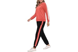 Demegimi Conjunto Chándal Mujer Otoño Invierno Contraste Conjunto Deportivo para Mujer para Deportes Jogging y Fitness S-XXL