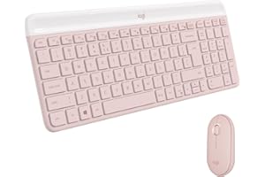 ‎LOGITECH Logitech MK470 Smukła klawiatura i mysz bezprzewodowa - kompaktowy układ klawiszy, bardzo cicha, odbiornik USB 2,4 GHz, Plug n' Play, zgodność z Windows, US QWERTY - Róża