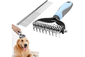 AIVORO Spazzola per Cani Pelo Lungo, Spazzola per Cani per Gatto, Acciaio Inossidabile, 17+9 Doppia Faccia Cardatore per Pelo Lungo